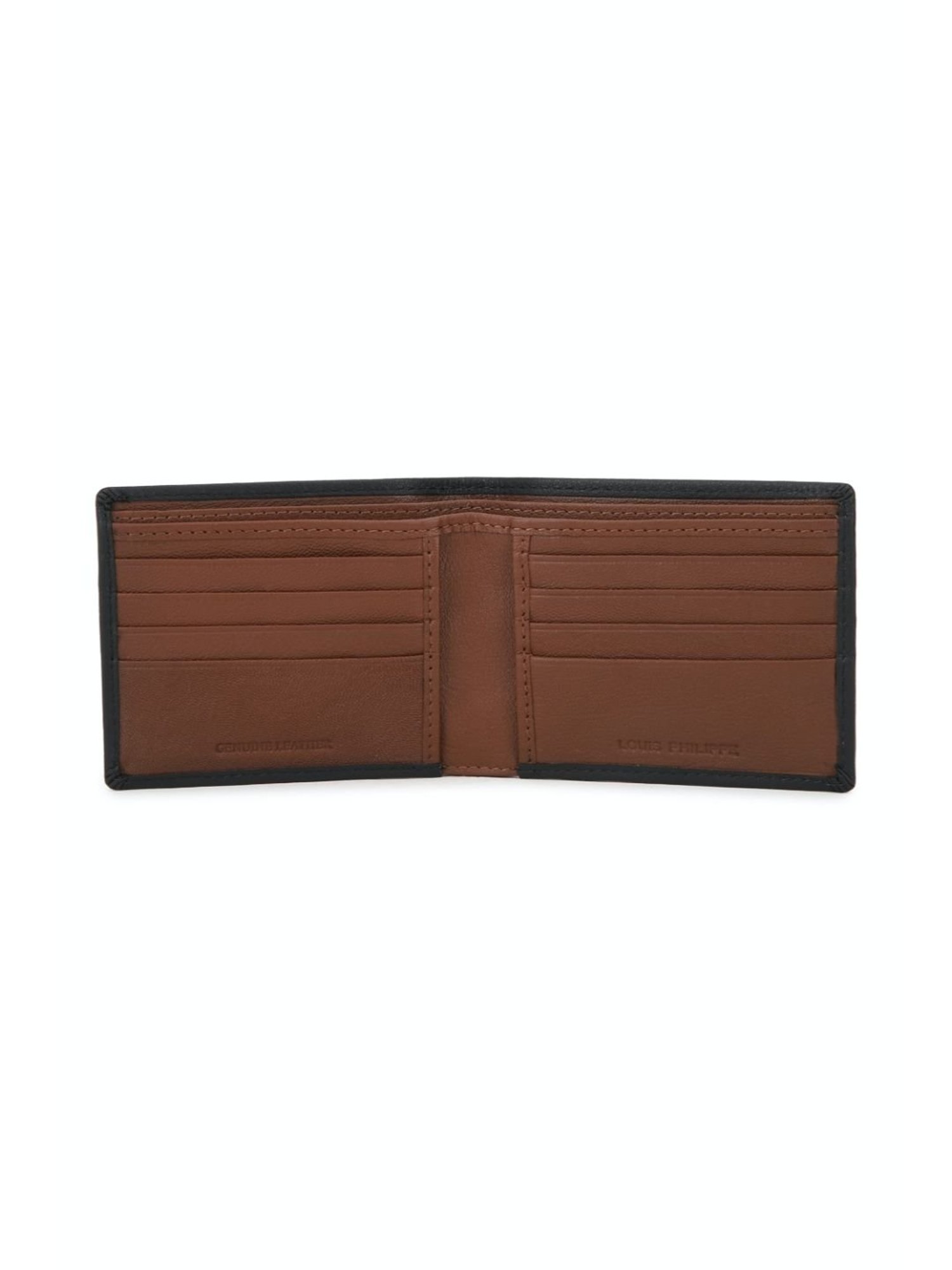 Louis Philippe Black Leather Bi-Fold Wallet for Men