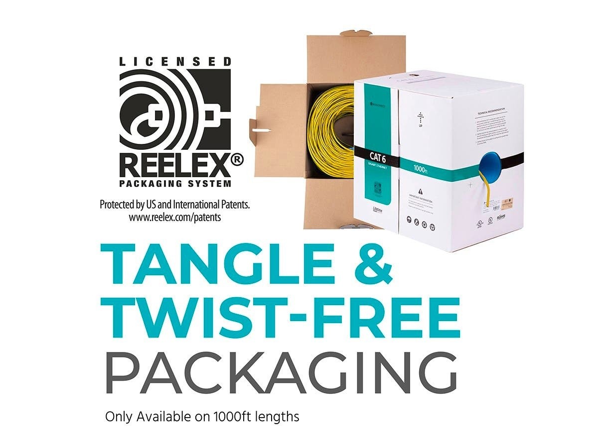 Monoprice Cat6 Ethernet Bulk Cable - Network Internet Cord - Solid, 500Mhz, UTP, CMR, Riser Rated,  Pure Bare Copper Wire, 23AWG, 1000ft, Yellow