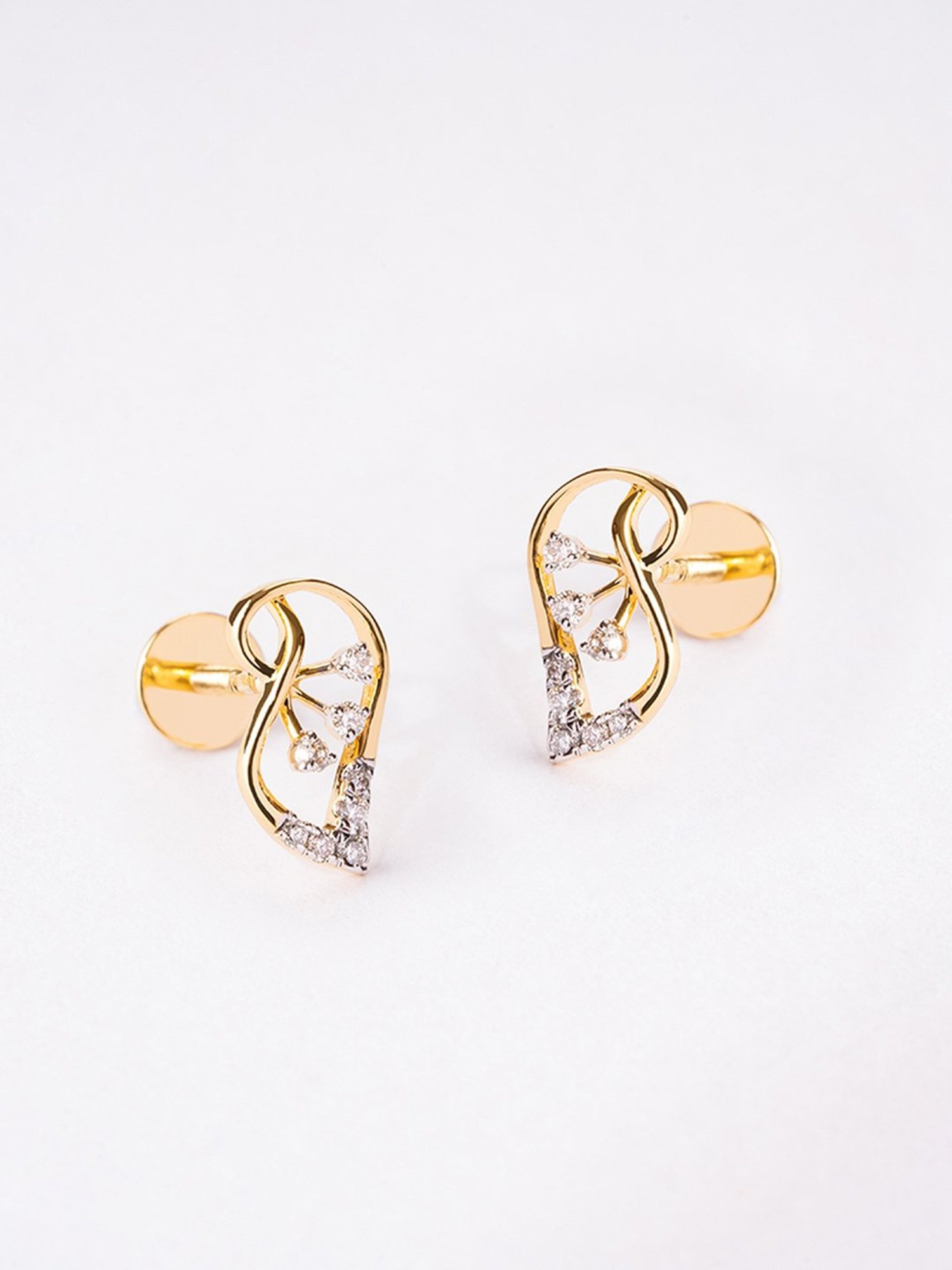 P.N.Gadgil Jewellers 14k Gold Princess Cut Drop Diamond Earrings For Women