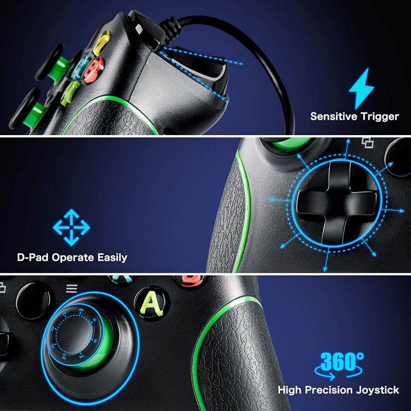 Wired Controller Compatible with Xbox One, USB Gamepad Controller with Dual Vibration, Headset Jack and Trigger Buttons for Xbox One/Xbox One S/Xbox One X/PC Windows 7/8/10
