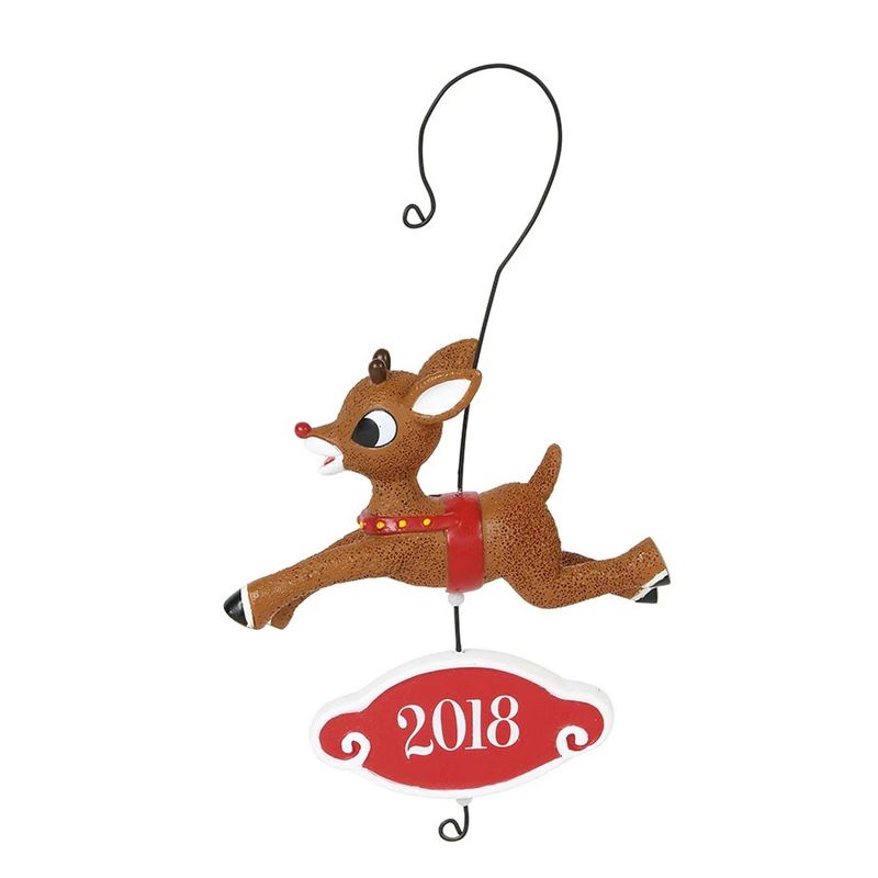 Holiday Ornaments 5.75" Rudolph 2018 Dated Red Nose Reindeer Department 56  -  Tree Ornaments