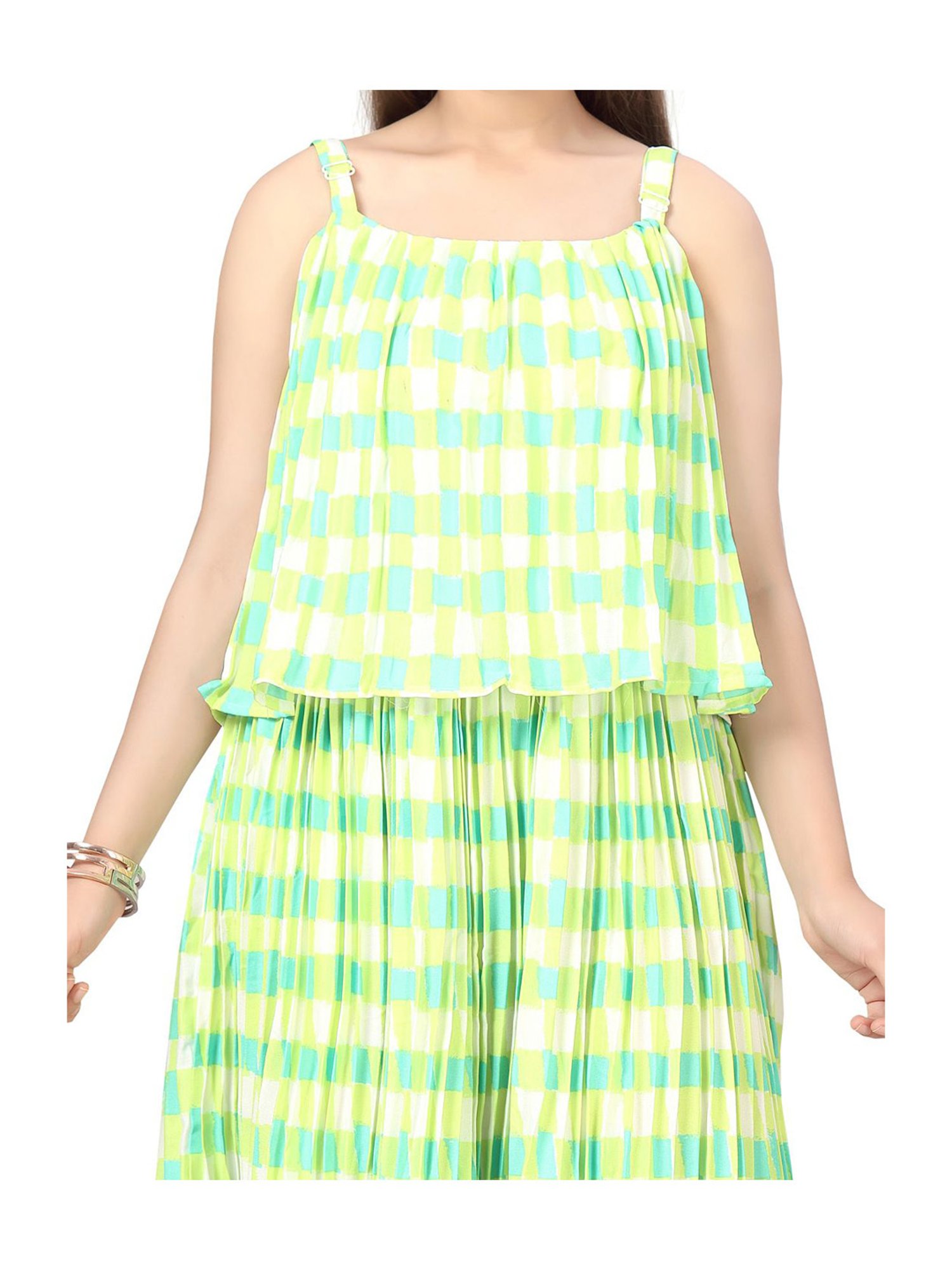 Aarika Kids Green Printed Dress