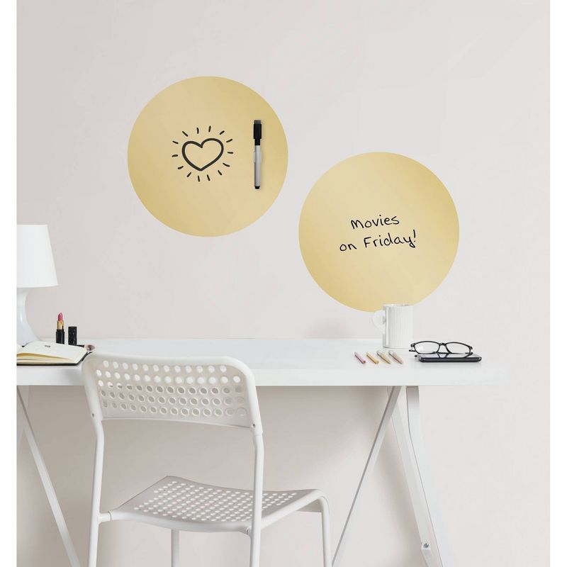 Wall Pops!  Dry Erase Board Circle Decals 4ct - Gold