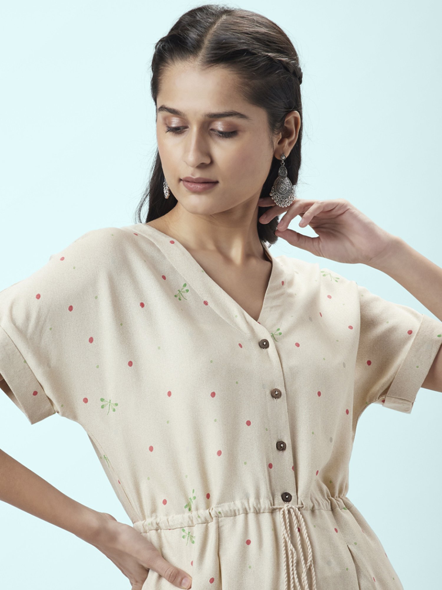 Akkriti by Pantaloons Off-White Printed Jumpsuit