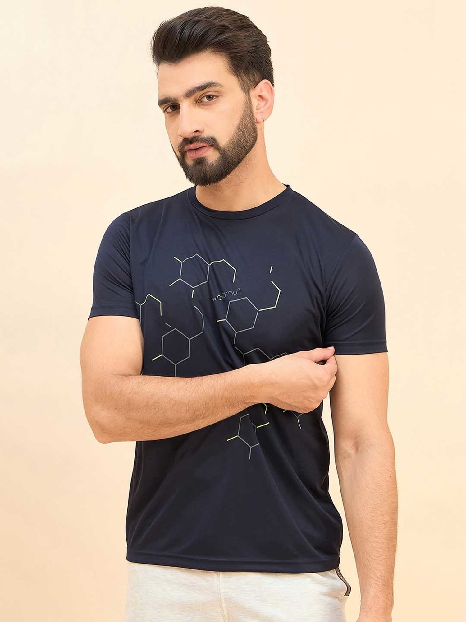 Sweet Dreams Navy Regular Fit Printed Crew T-Shirt