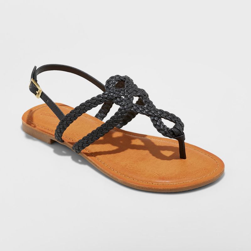 Women's Hartley T Strap Thong Sandals - Universal Thread™ Black 9