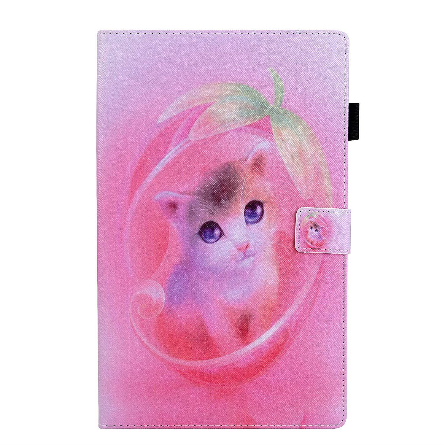 Fire HD 10 Case,Chgdss Cartoon Cute Case, Smart Cover Flip Leather Case with Stand Feature Cover, for All-New Amazon Kindle Fire HD 10.1" Tablet (7th Generation, 2017 Release), Pink Kitten
