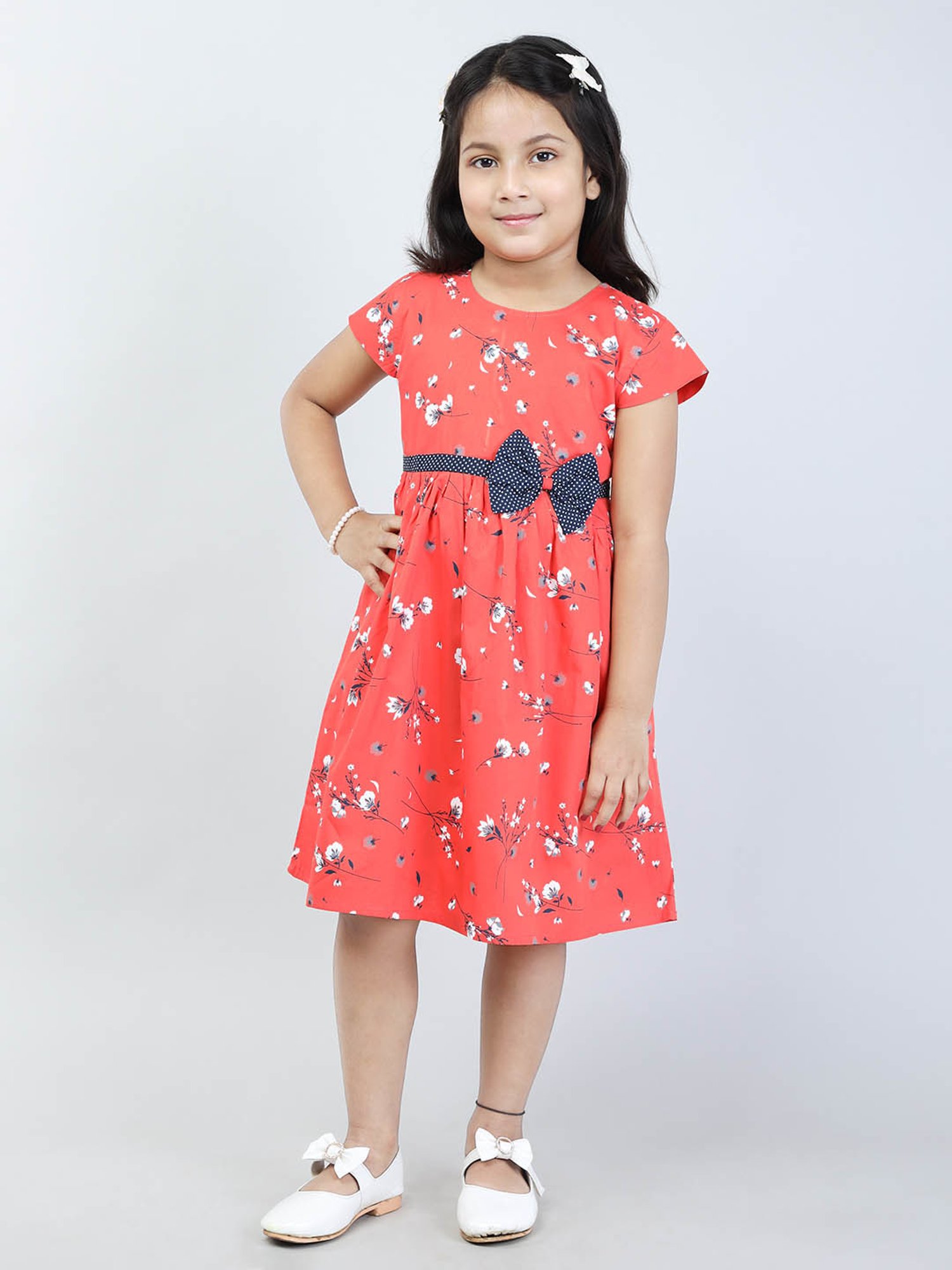 Todd N Teen Kids Coral Floral Print Frock