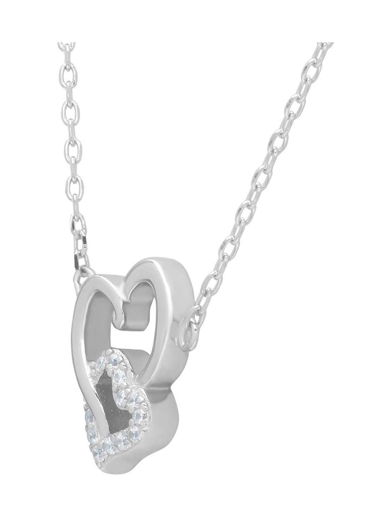 Anayra 92.5 Sterling Silver Heart Pendant with Chain for Women