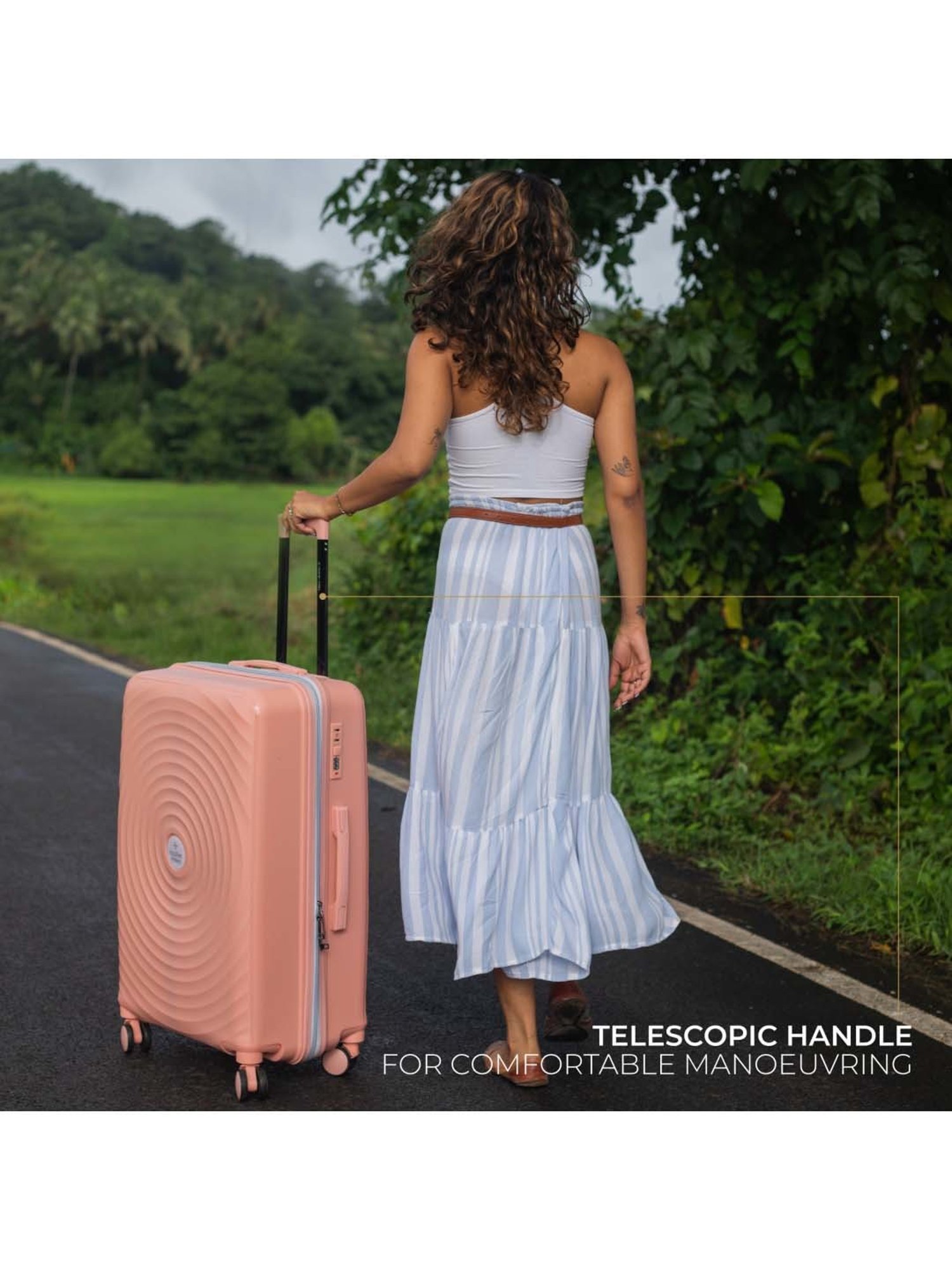 Nasher Miles Goa Hard-sided Polypropylene Luggage Set of 2 Peach Trolley Bags (55 & 65 Cm)