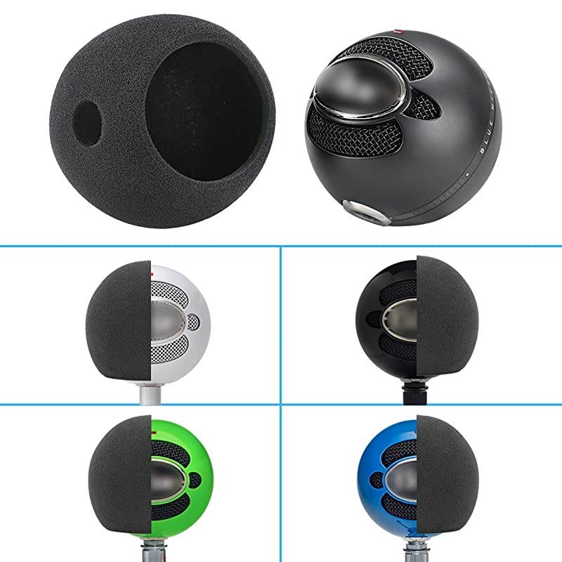 Blue Snowball Pop Filter Customizing Microphone Windscreen Foam Cover for Improve Blue Snowball iCE Mic Audio Quality Black