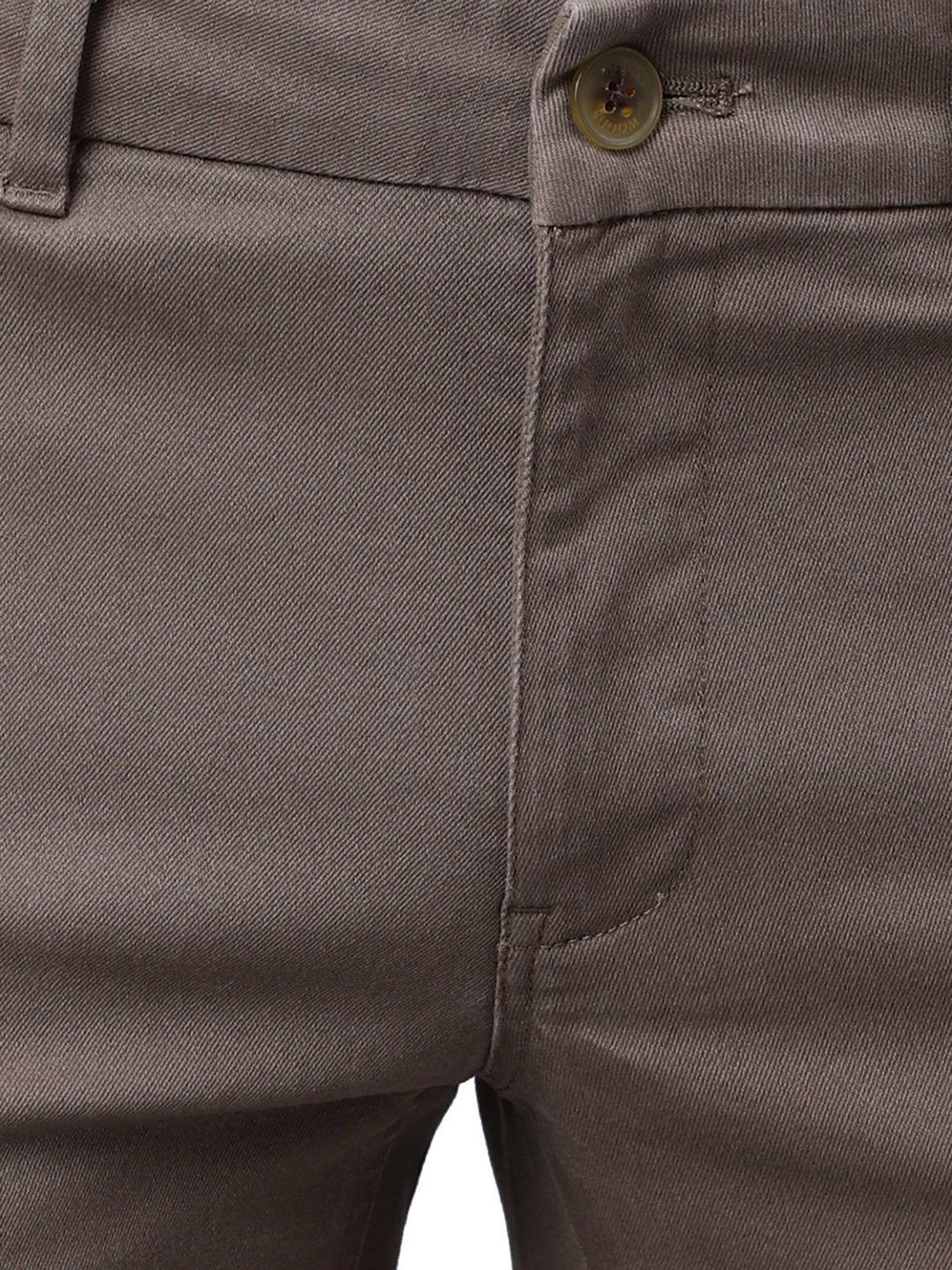 Woods Brown Regular Fit Flat Front Trousers