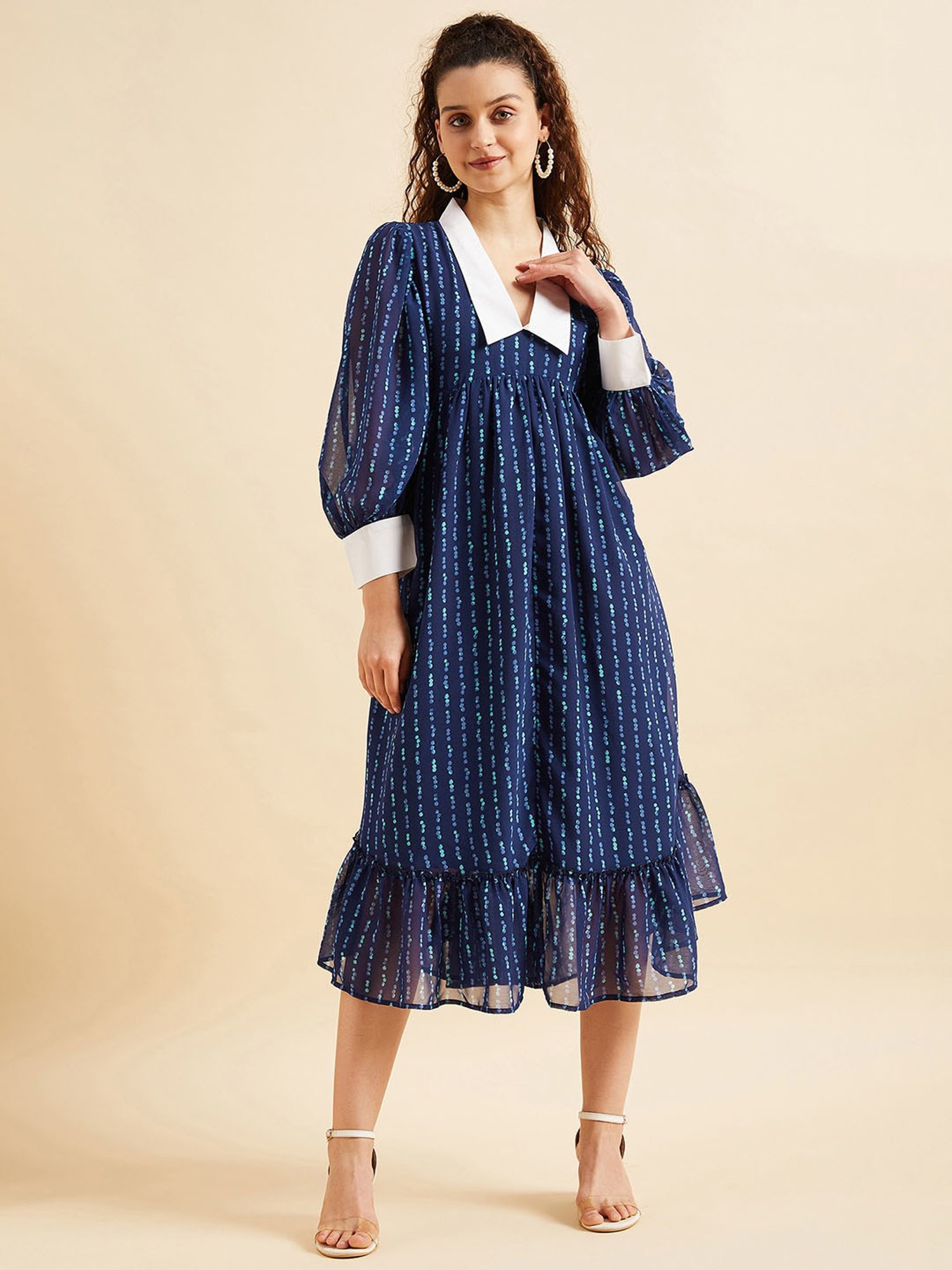 PANIT Blue Printed Ethnic Dress