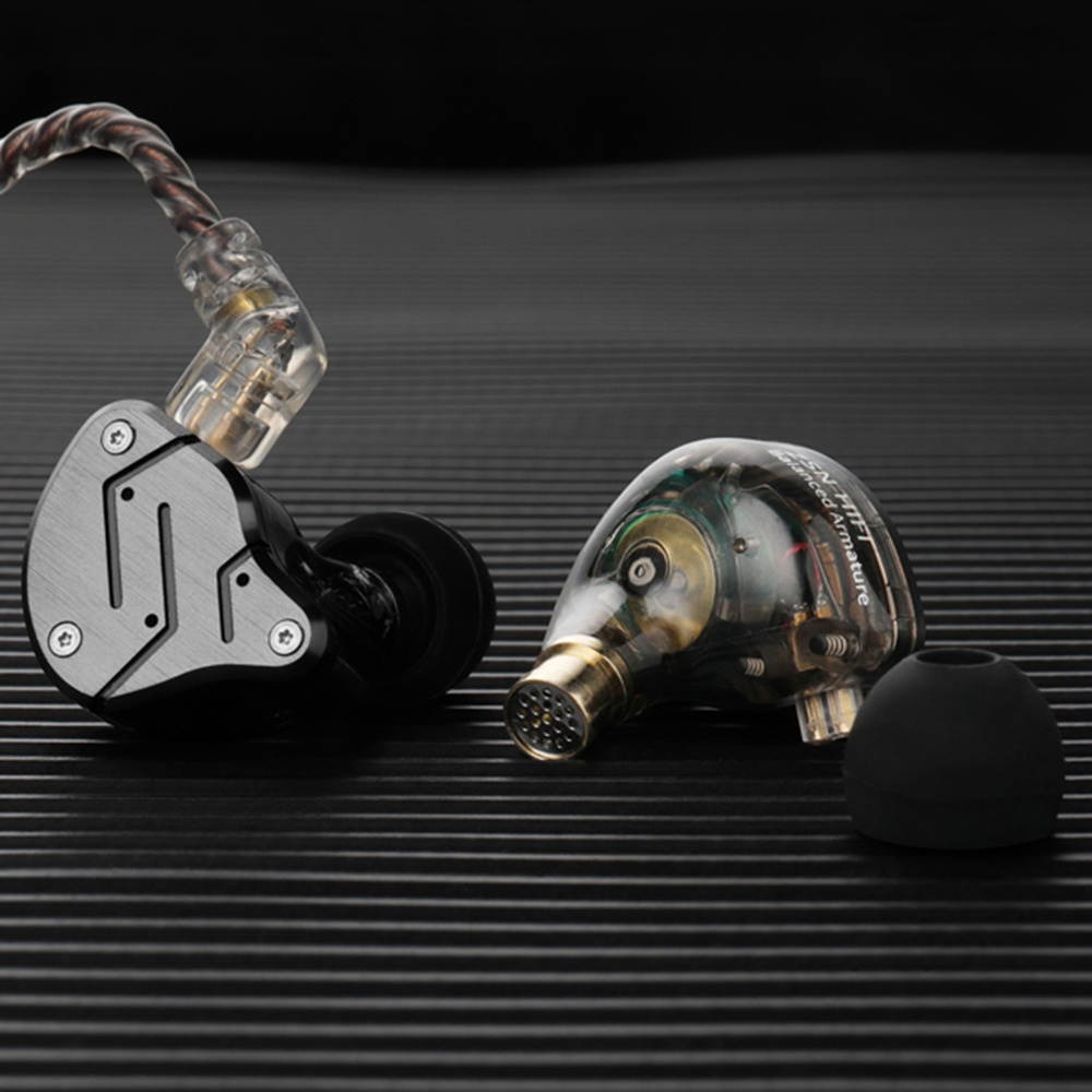 KZ ZSN 3.5mm Wired In Ear Headphones w/ Microphone HiFi Music Earphones Metal Earbuds 10mm 1DD+1BA Dynamic Armature Drivers Sports Headset with Separated Replacement Earphone Cable