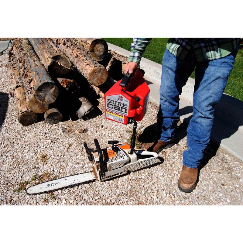 SureCan Self Venting Easy Pour Nozzle 5 Gallon Flow Control Gas Container, Red