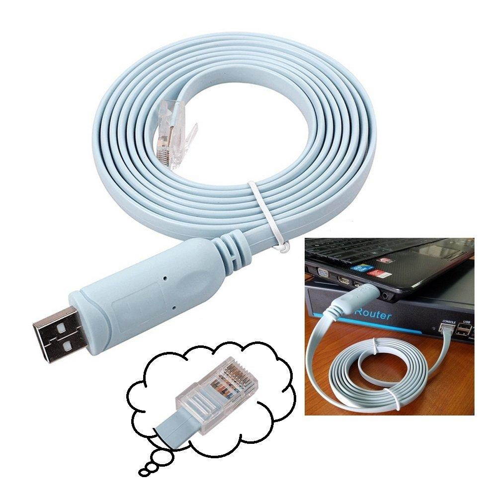 Usb to Console Cable,Cisco Usb Console Cable,Usb to Rj45 Console,Cisco Console Cable Usb Rollover For Windows/Vista/MAC/Linux (1.8m/6 Ft,Blue)