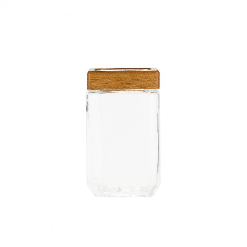Amici Home Sequoia Square Glass Canisters, Assorted Set of 3 (Small, Medium, Large Size)