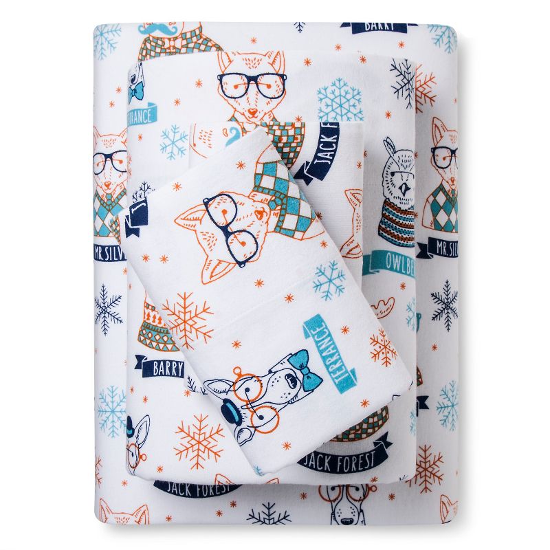 Hipster Animal Flannel Sheet Set (Queen) - Pillowfort™