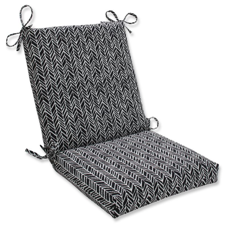 Outdoor/Indoor Herringbone Night Squared Corners Chair Cushion - Pillow Perfect