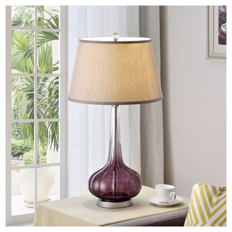 30" Retro Glass Table Lamp with 3-way Switch Purple - Ore International