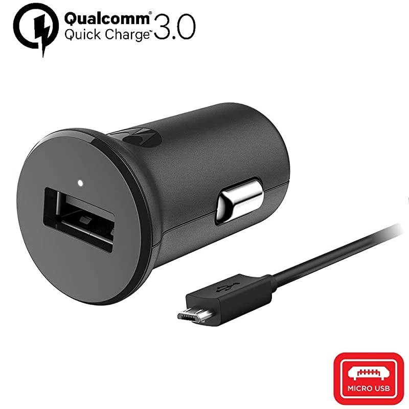 TurboPower 18 QC30 Car Charger with 33 Foot MicroUSB Cable for Moto E5 Plus E5 Supra G5 Plus G5S G5S Plus G6 Play G6 Forge NOT for G6 or G6 Plus Retail Box