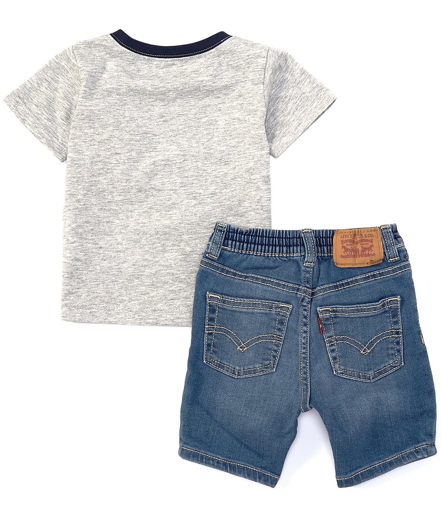 Levi's&reg; Baby Boys 12-24 Months Short-Sleeve Batwing Graphic Tee & Denim Shorts Set