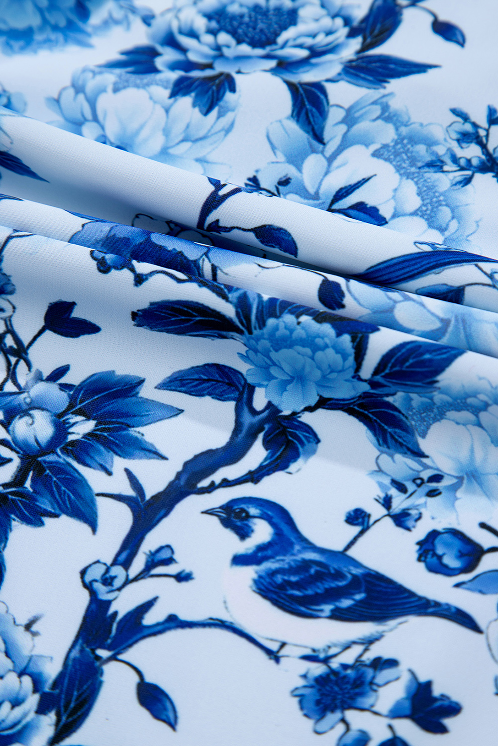 Black Plant Print Zip Front Half Sleeve One Piece Swimsuit