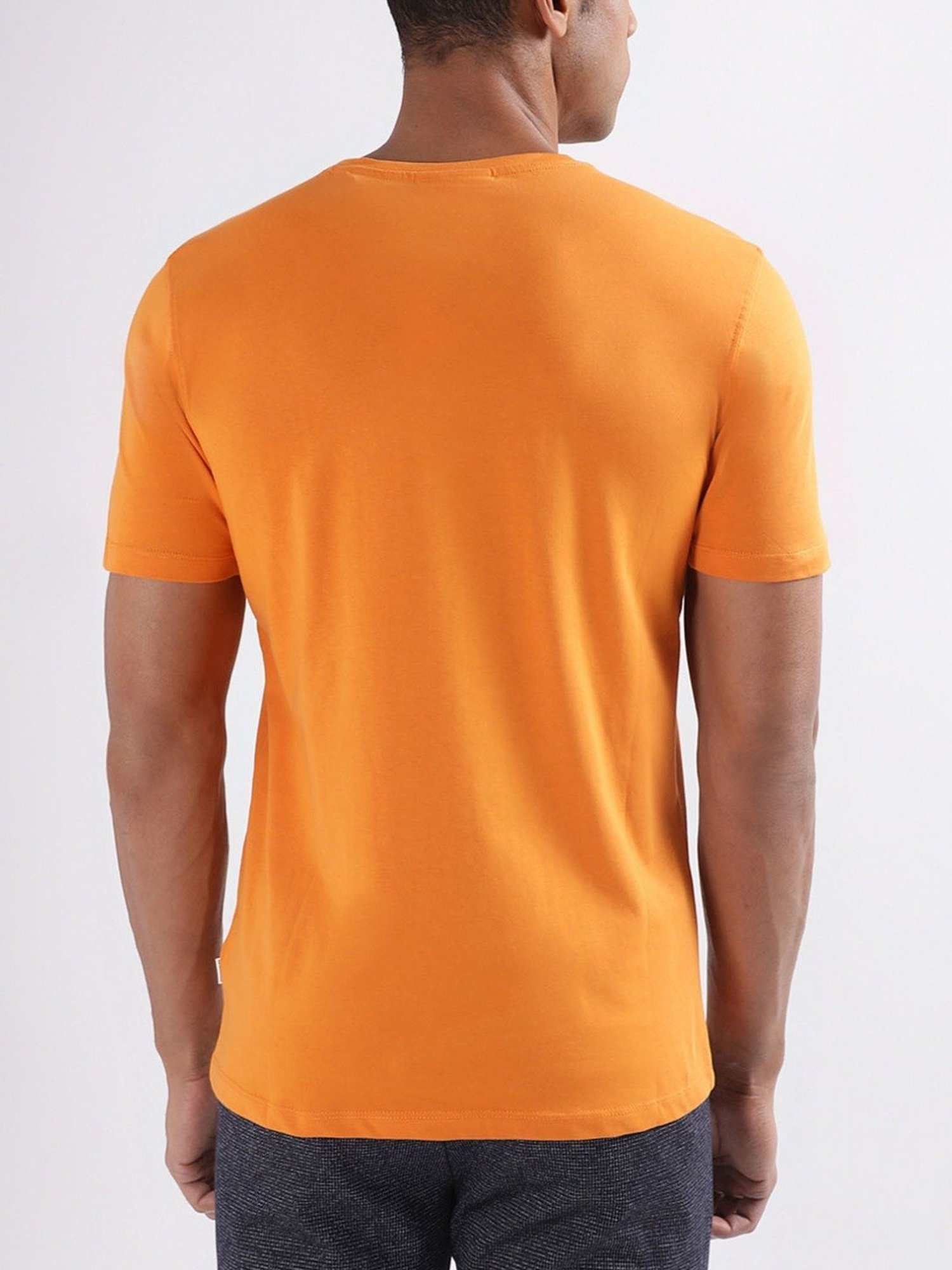 Lindbergh Orange Cotton Regular Fit T-Shirt