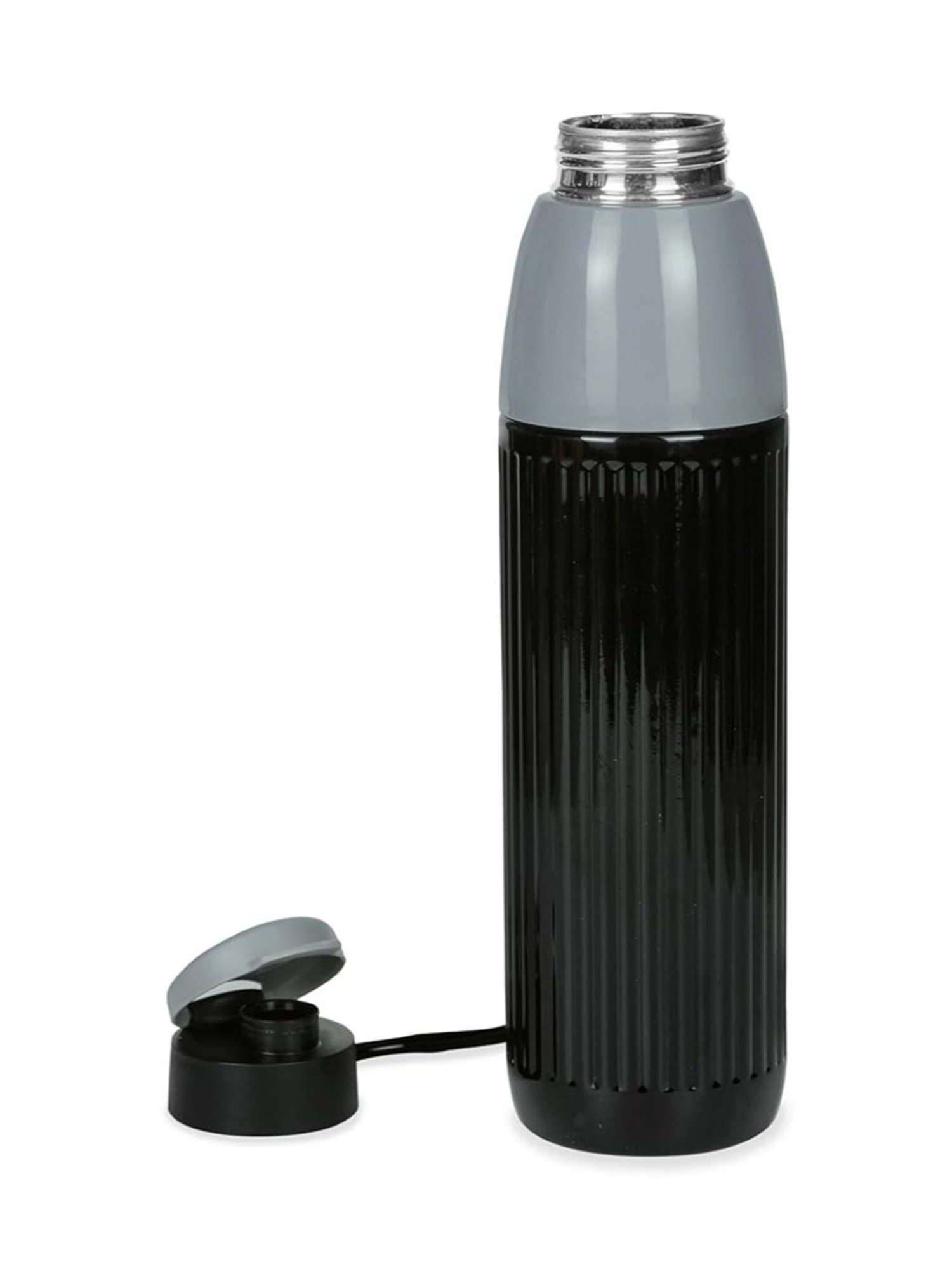 Varmora Veto Black Stainless Steel Insulated Inner Steel Outer Plastic Water Bottle - 700 ml