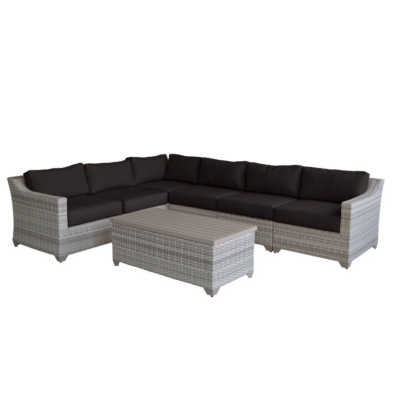Fairmont 7pc Patio Sectional Seating Set with Cushions - Black - TK Classics