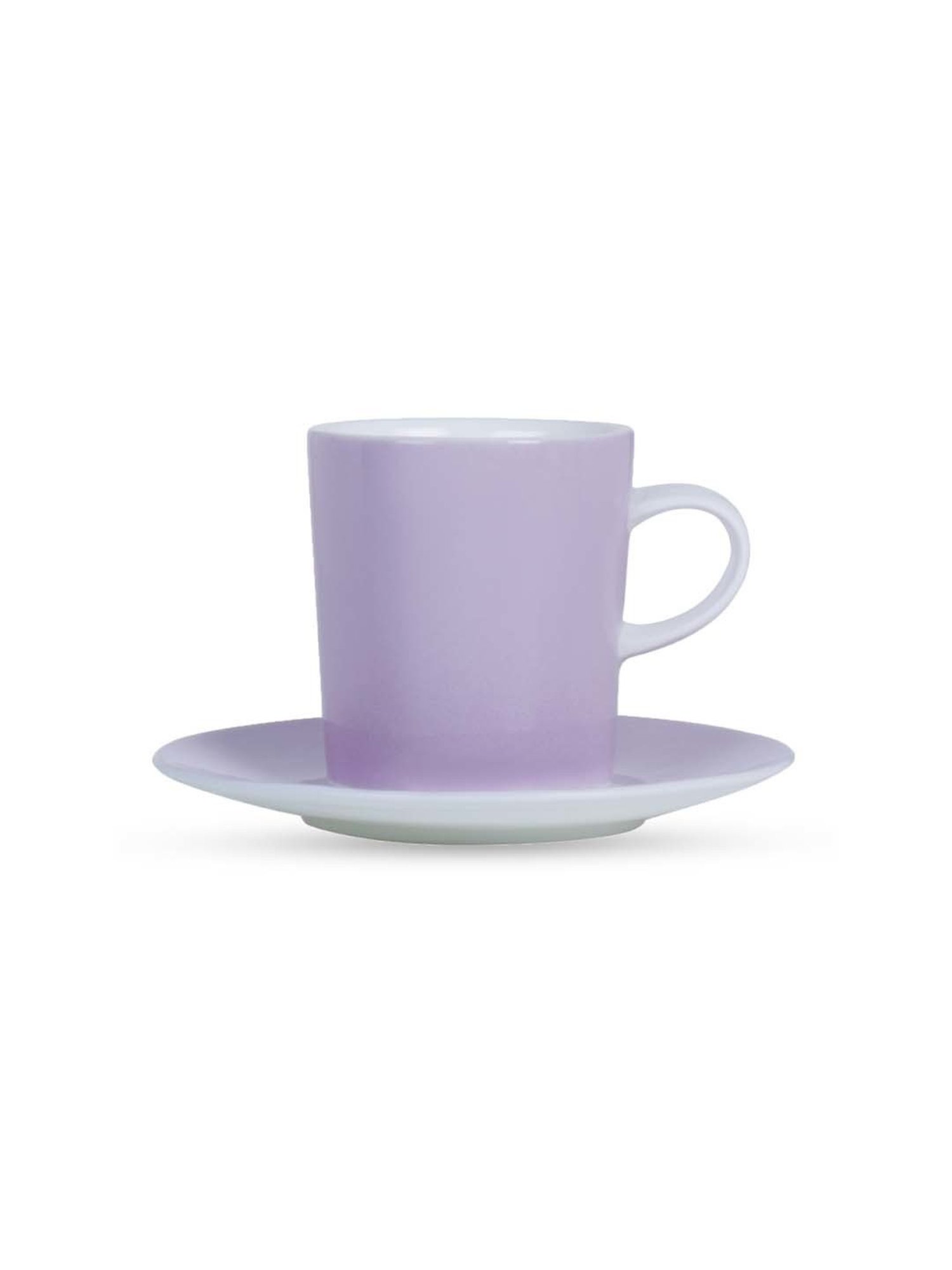 MONNO Snap Lilac & White Bone China Cup & Saucer (0.15 L)- Set of 2