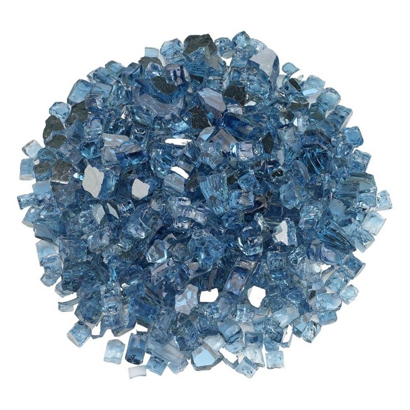 American Fireglass 10 LB Bag 1/4 Inch Reflective Fireplace & Firepit Fire Glass, Pacific Blue