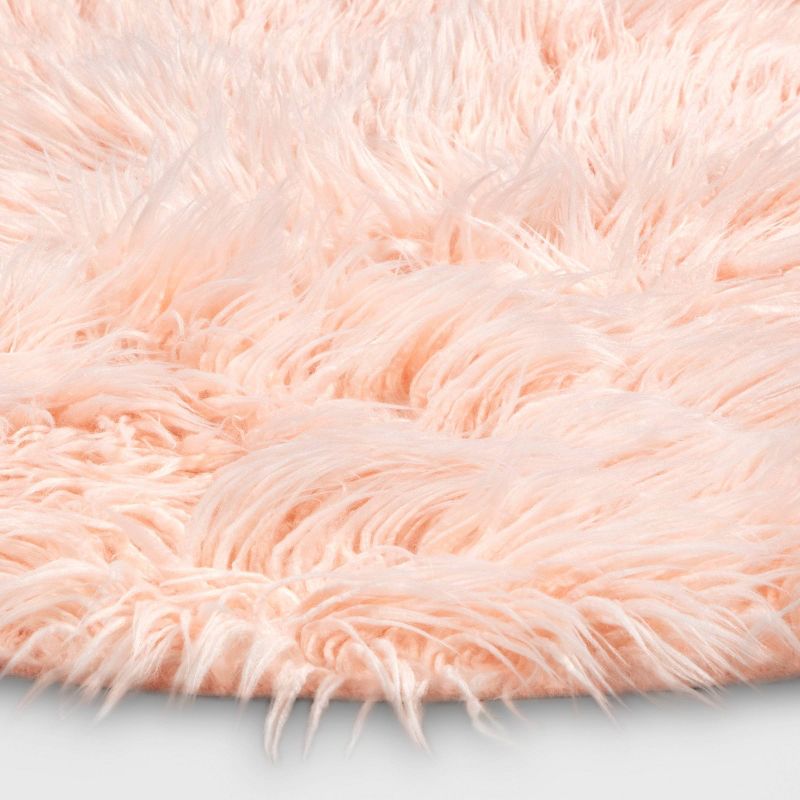 3' Faux Fur Round Rug Pink - Pillowfort™