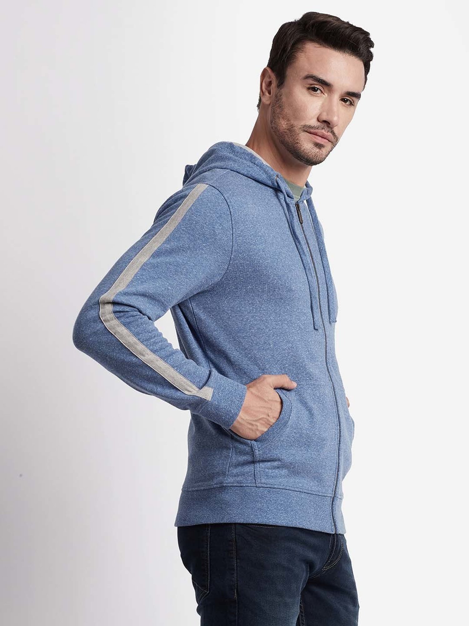 Beverly Hills Polo Club Blue Regular Fit Cotton Hooded Sweatshirt