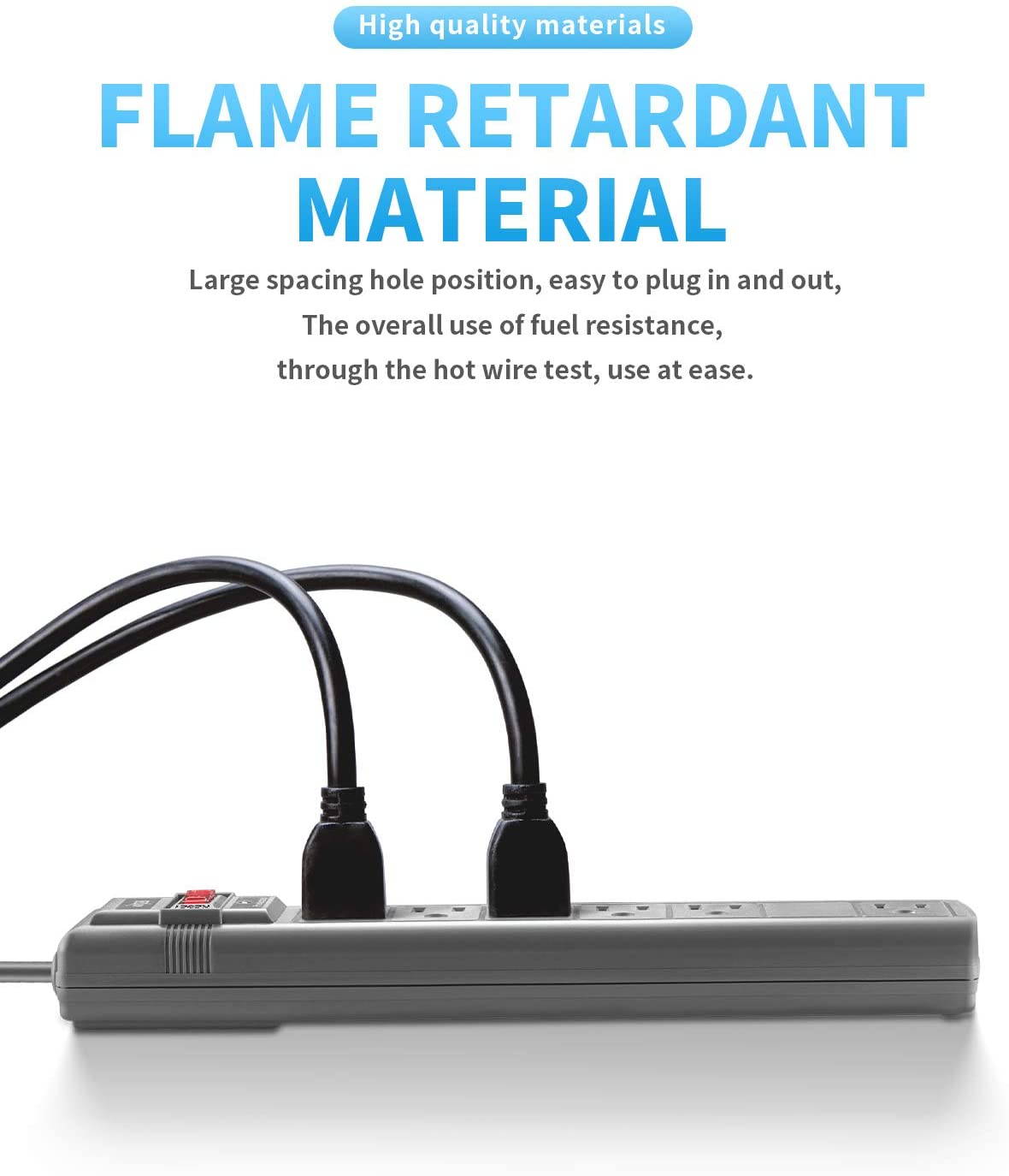 KMC 6-Outlet Surge Protector Power Strip with 6 Feet Cord, 1200 Joule 2- Pack, Overload Protection, White