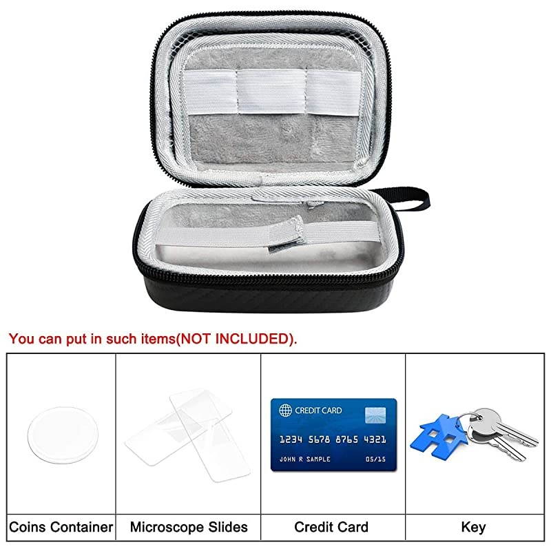 Hard Case for Carson MicroBrite Plus Pocket Microscope (MM-300 or MM-300MU) and MicroFlip (MP-250 or MP-250MU) Travel Storage Carrying Include Carabiner and Strap by