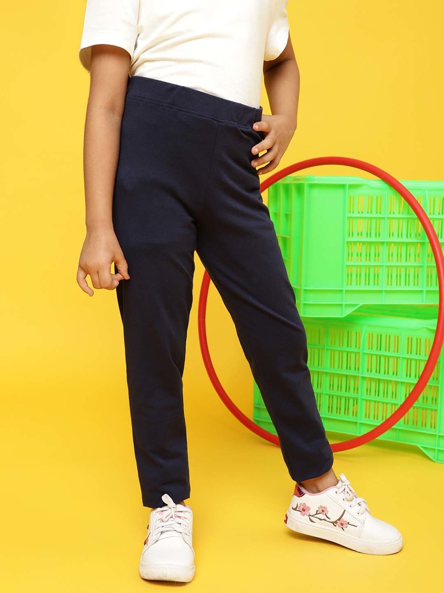 Tales & Stories Kids Navy Cotton Slim Fit Leggings