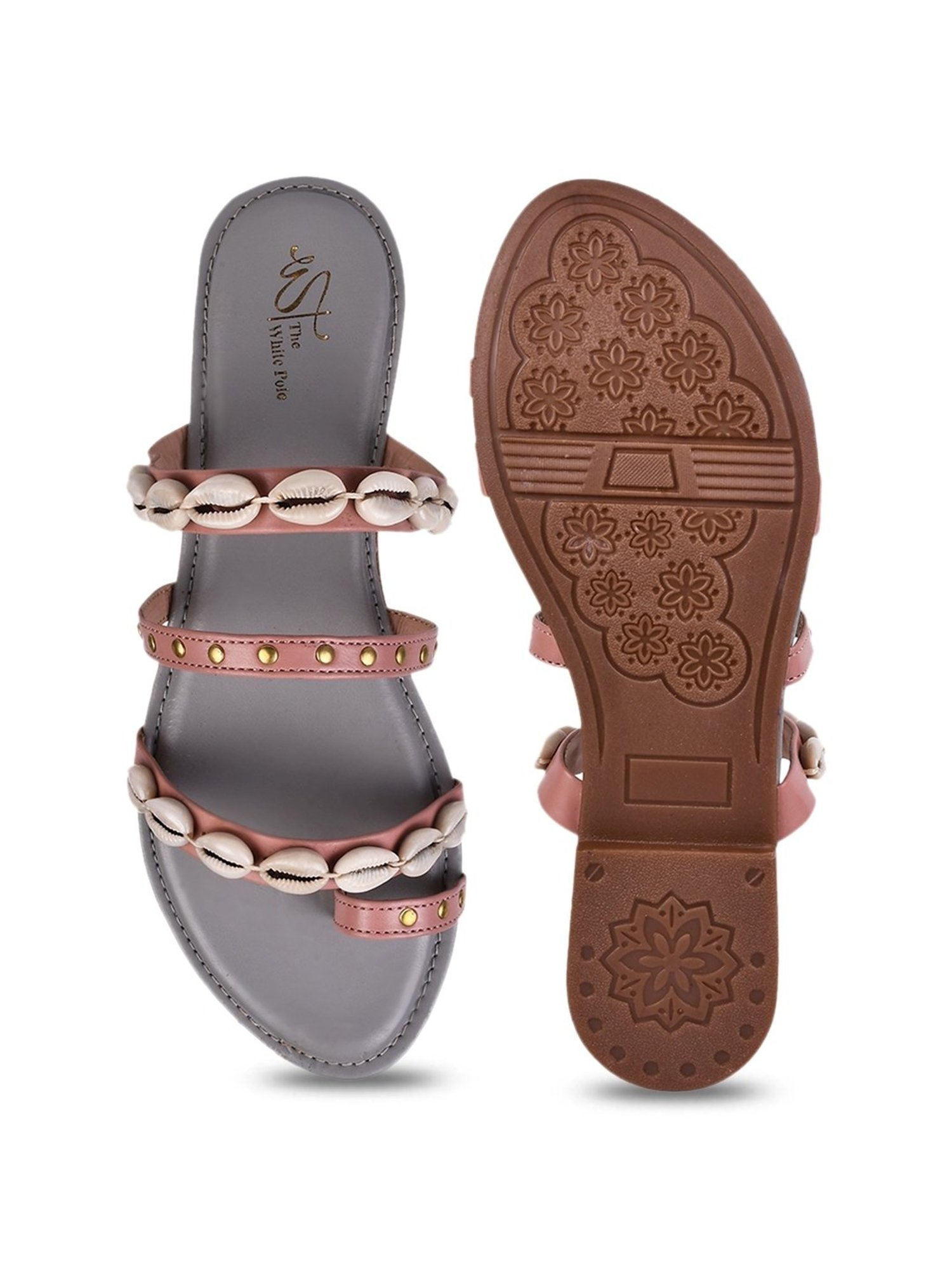 The White Pole Women's Peach Toe Ring Sandals