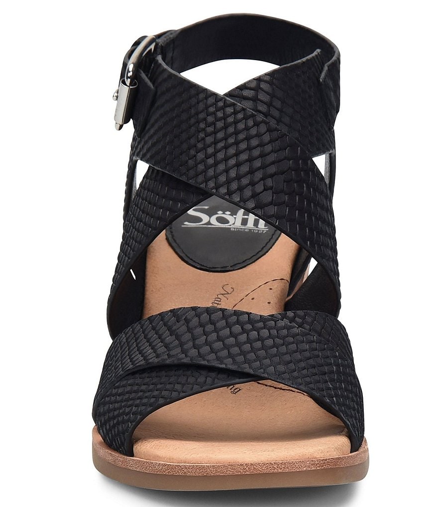 Sofft Pesha Snake Print Leather Block Heel Sandals