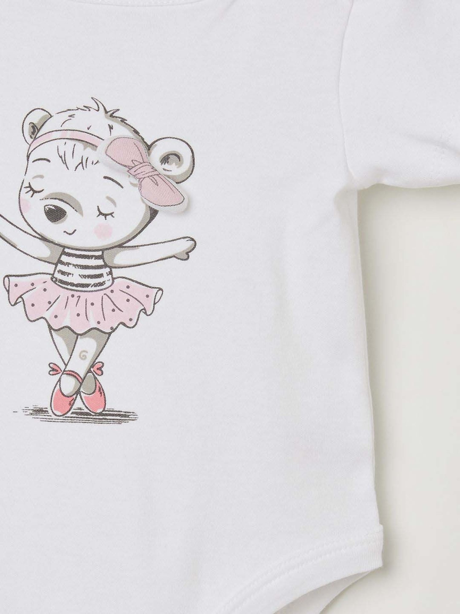 Juniors by Lifestyle White & Pink Cotton Printed Onesie Set