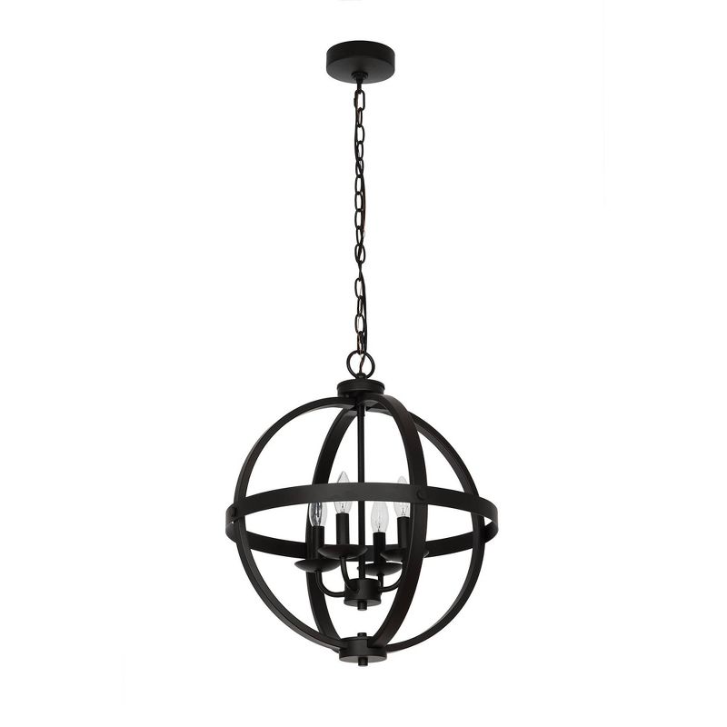 18.25" 4-Light LED Metal Orb Chandelier Black - Cresswell Lighting