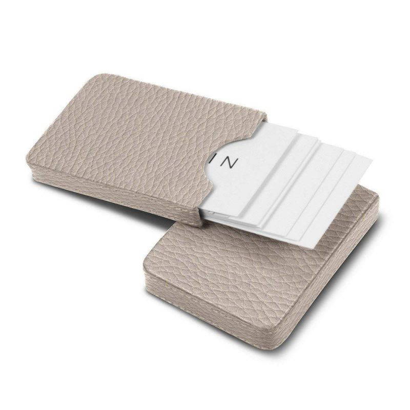 Lucrin - Sliding case for business cards - Light Taupe - Granulated Leather