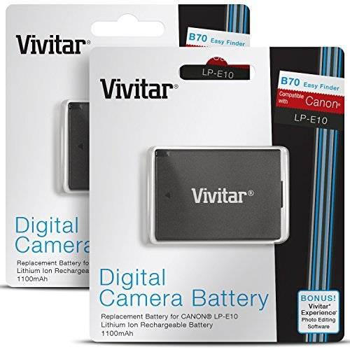 (2 Pack) Vivitar LP-E10 Ultra High Capacity 1100mAh Li-ion Battery for CANON REBEL T6 T5 T3, EOS 1100D 1200D 1300D DSLR (Canon LP-E10 Replacement)