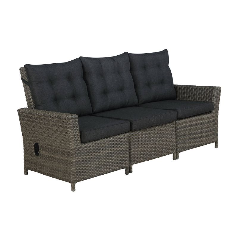 Asti 3pc Wicker Outdoor Seating Set with Reclining Sofa & 2 15" Ottomans - Gray - Alaterre Furniture