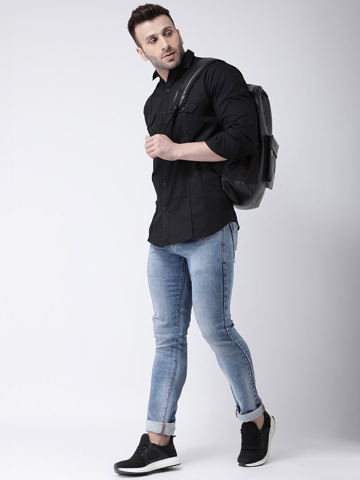 Hangup Plus Black Slim Fit Pure Cotton Shirt