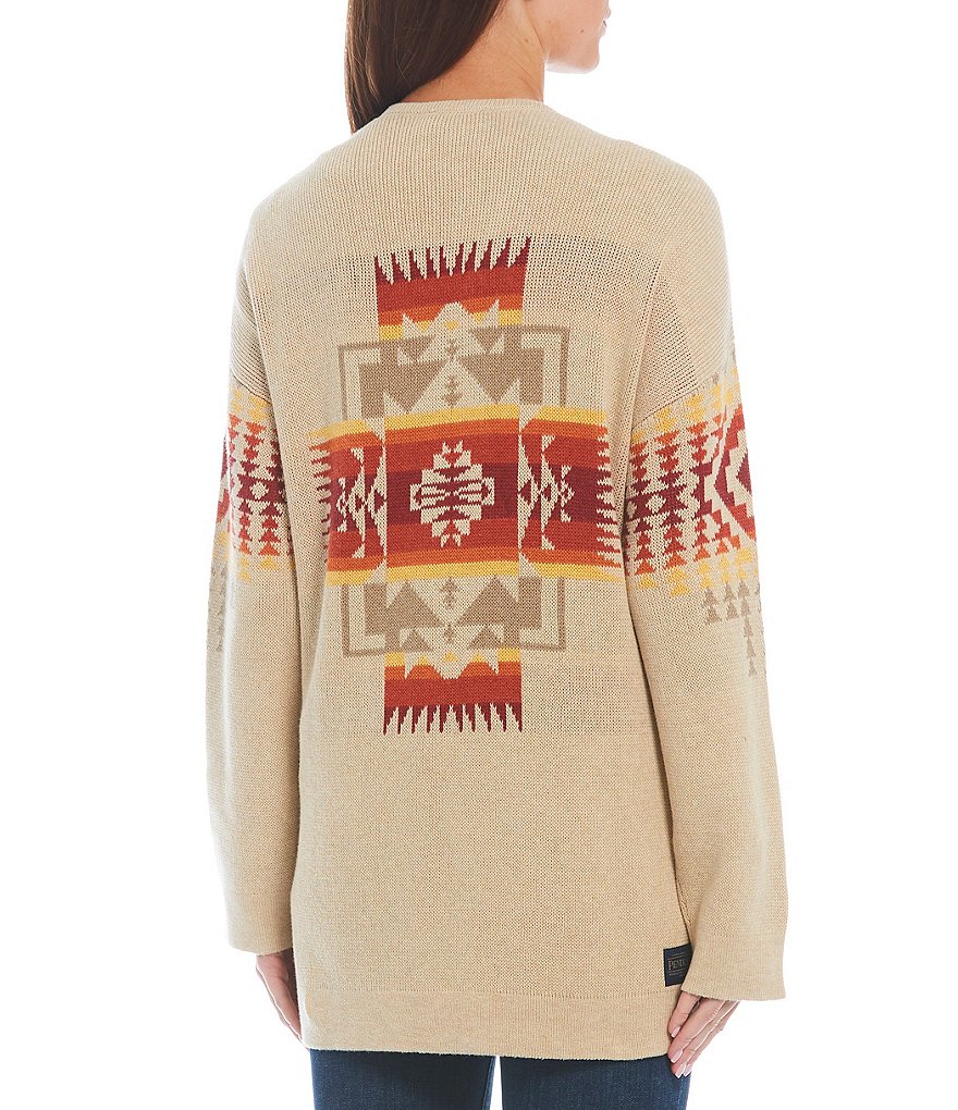 Pendleton Long Sleeve Open Front Geo Cotton Cardigan