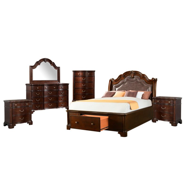 6pc King Tomlyn Storage Bedroom Set Dark Cherry - Picket House Furnishings