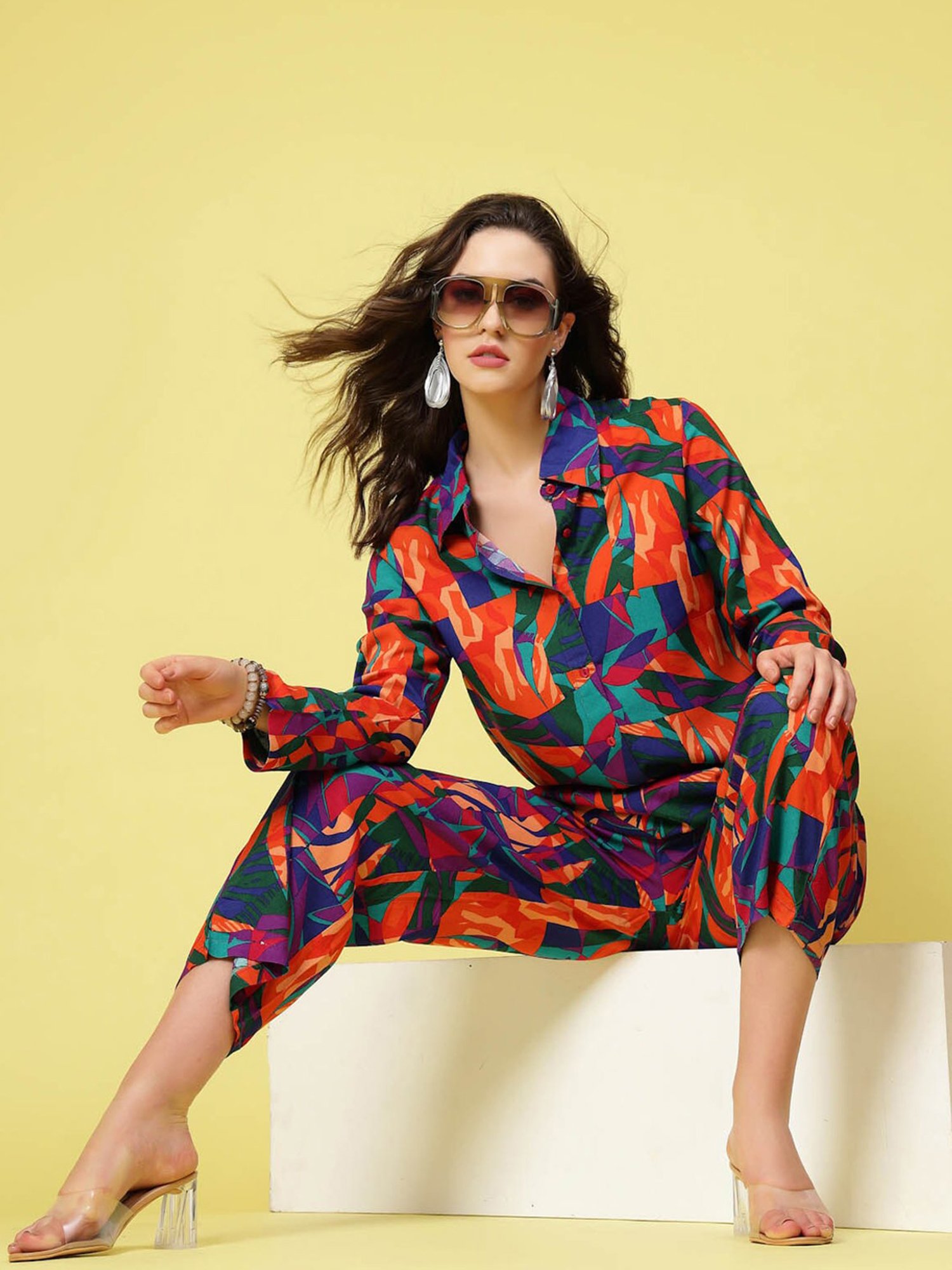 Melon by PlusS Multicolor Printed Shirt With Trousers