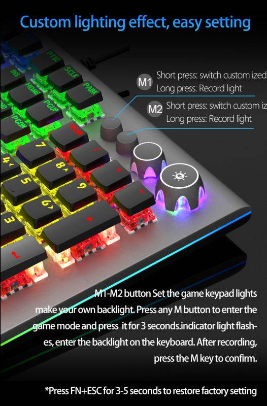 AULA S2096 Gamer Keyboard Mechanical Gaming Keyboard Backlit LED Wired 104 Keys Anti-ghosting Brown Blue Switch for PC Computer