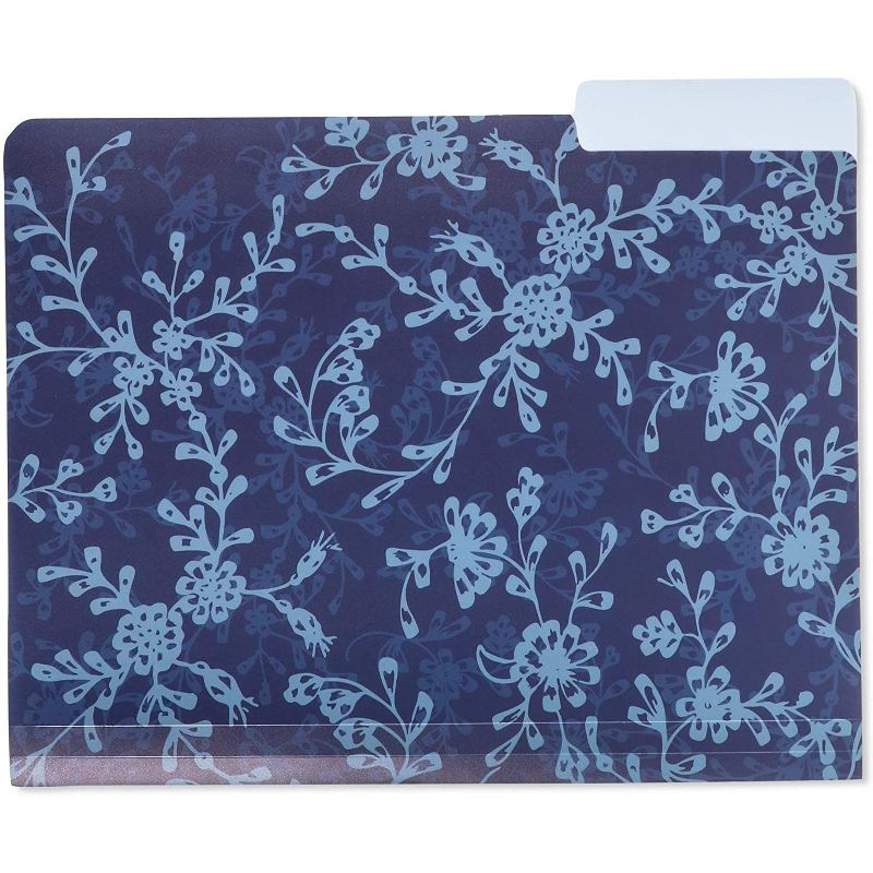 Paper Junkie 6-Pack Floral Plastic File Cabinet Folders with 1/3 Cut Tab A4 Letter Size Document 11.5 x 9 in